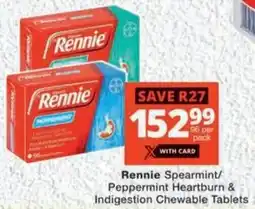 MediRite Rennie Spearmint/ Peppermint Heartburn & Indigestion Chewable Tablets offer