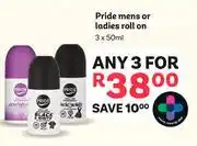 PEP Pride Mens Or Ladies Roll On-For Any 3 x 50ml offer