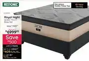 Bradlows Restonic Royal Night Queen 152cm Base Set 10298891 Free Sleepmasters 2 Pack Hollowfibre Pillow Set offer