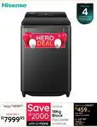 Bradlows Hisense 18kg Black Top Loader Washing Machine WT311823UB 10302446 offer