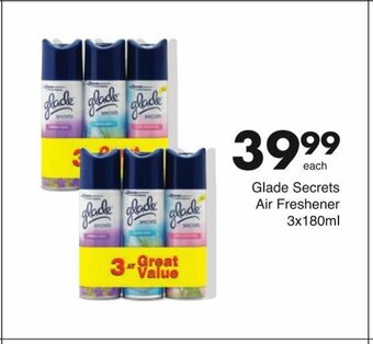 Save Glade Secrets Air Freshener 3x180ml offer