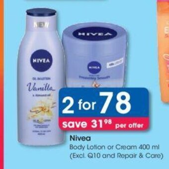 Clicks Nivea Body Lotion or Cream 400 ml offer