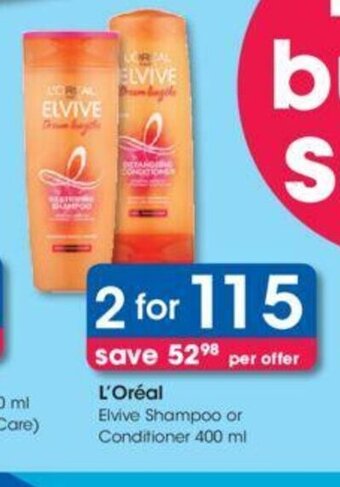 L'oreal Elvive Shampoo or Conditioner 400 ml