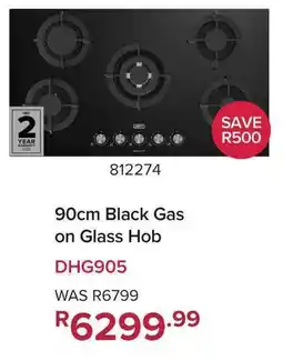 Game Defy 90cm Black Gas on Glass Hob offer