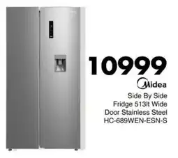 Save Hyper Midea Side By Side Fridge Wide Door Stainless Steel offer