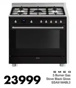 Save Hyper Smeg 5 Burner Gas Stove Black Gloss offer