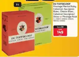 Makro Du Toitskloof Pinotage/ Merlot/ Ruby Cabernet, Sauvignon Blanc, Chenin Blanc, Cabernet Sauvignon/ Shiraz or Pinotage Rosé offer