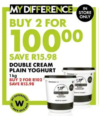 Woolworths Double cream plain yoghurt offer