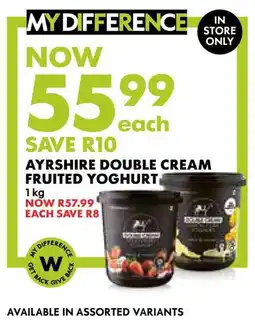 Woolworths Ayrshire double cream fruited yoghurt offer