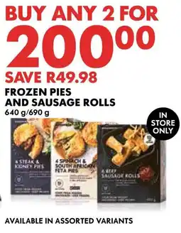 Woolworths Frozen pies and sausage rolls offer