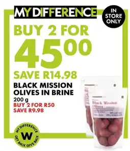Woolworths Black mission olives in brine offer