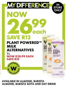 Woolworths Plant powered milk alternatives offer