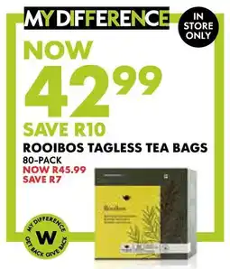 Woolworths Rooibos tagless tea bags offer