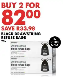 Woolworths Black drawstring refuse bags offer