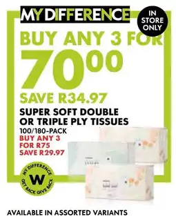 Woolworths Super soft double or triple ply tissues offer