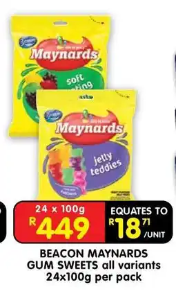 Shoprite BEACON MAYNARDS GUM SWEETS all variants 24x100g per pack offer