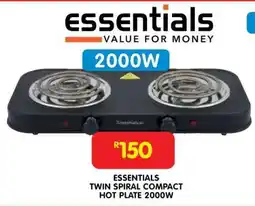 Shoprite ESSENTIALS TWIN SPIRAL COMPACT HOT PLATE 2000W offer