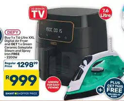 Pick n Pay Hypermarket DEFY 7.6 Litre XXL Digital Air Fryer + Green Ceramic Soleplate Steam and Spray Iron offer