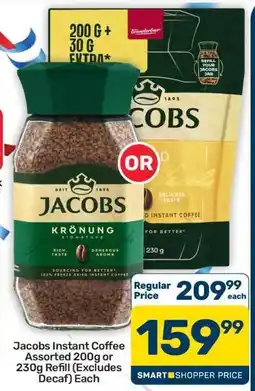 Pick n Pay Hypermarket Jacobs Instant Coffee Assorted 200g or 230g Refill offer