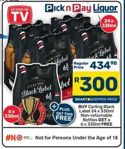 Pick n Pay Hypermarket Carling Black Label 24 x 330ml offer