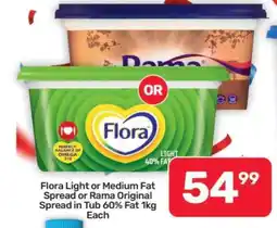 Pick n Pay Hypermarket Flora Light or Medium Fat Spread or Rama Original Spread offer