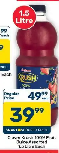 Pick n Pay Hypermarket Clover Krush 100% Fruit Juice Assorted offer