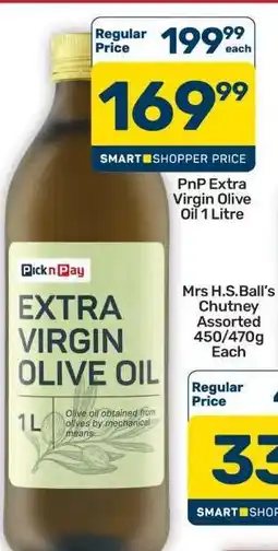 Pick n Pay Hypermarket PnP Extra Virgin Olive Oil 1 Litre offer