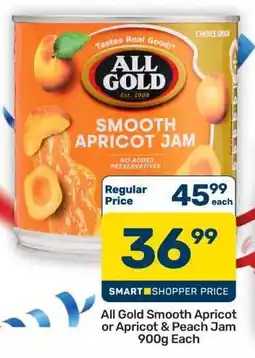 Pick n Pay Hypermarket All Gold Smooth Apricot or Apricot & Peach Jam offer