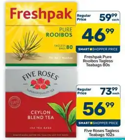 Pick n Pay Hypermarket Freshpak Pure Rooibos Tagless Teabags 80s offer