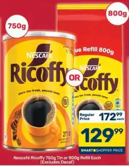 Pick n Pay Hypermarket Nescafé Ricoffy 750g Tin or 800g Refill offer