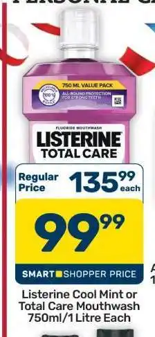 Pick n Pay Hypermarket Listerine Cool Mint or Total Care Mouthwash offer