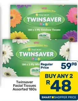 Pick n Pay Hypermarket Twinsaver Facial Tissues Assorted 180s offer