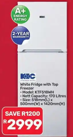 Pick n Pay Hypermarket White Fridge with Top Freezer offer