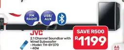 Pick n Pay Hypermarket JVC 2.1 Channel Soundbar with Wired Subwoofer offer