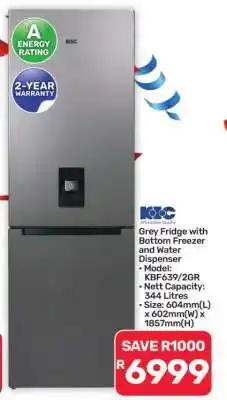 Pick n Pay Hypermarket Grey Fridge with Bottom Freezer and Water Dispenser offer