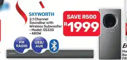 Pick n Pay Hypermarket SKYWORTH 2.1 Channel Soundbar with Wireless Subwoofer offer