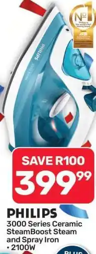 Pick n Pay Hypermarket PHILIPS 3000 Series Ceramic SteamBoost Steam and Spray Iron offer