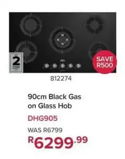 Game 90cm Black Gas on Glass Hob offer