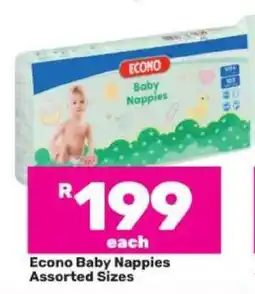 Game Econo Baby Nappies Assorted Sizes offer
