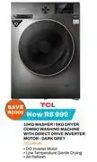 Expert TCL 10kg Washer/6Kg Dryer Combo Washing Machine With Direct Drive Inverter Motor-Dark Grey C2110WDG offer