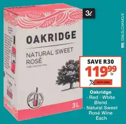 Checkers Oakridge Red, White Blend, Natural Sweet Rosé Wine offer