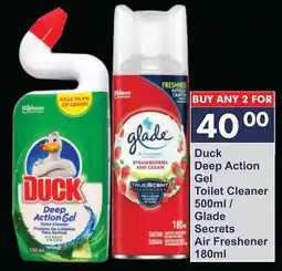 President Hyper Duck Deep Action Gel Toilet Cleaner/ Glade Secrets Air Freshener offer
