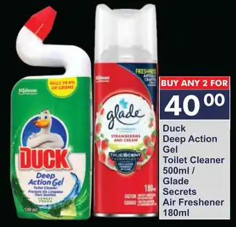 President Hyper Duck Deep Action Gel Toilet Cleaner/ Glade Secrets Air Freshener offer