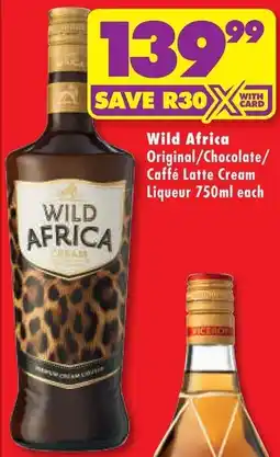 Shoprite Wild Africa Original/ Chocolate/ Caffé Latte Cream Liqueur offer