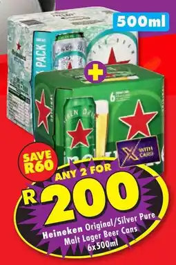 Shoprite Heineken Original/ Silver Pure Malt Lager Beer Cans offer