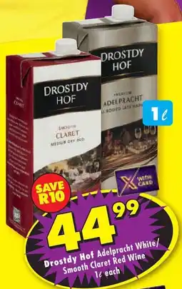 Shoprite Drostdy Hof Adelpracht White/ Smooth Claret Red Wine offer