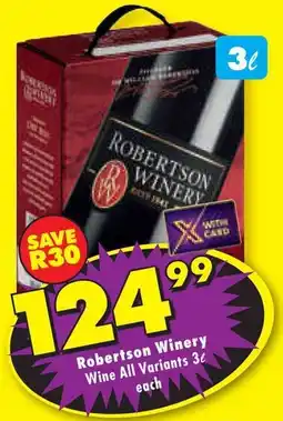 Shoprite Robertson Winery Wine All Variants offer