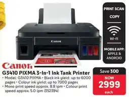 Makro Canon G3410 PIXMA 3-In-1 Ink Tank Printer offer