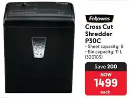 Makro Fellowes Cross Cut Shredder P30C offer