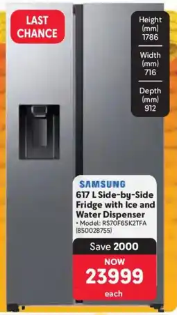 Makro Samsung Side-by-Side Fridge with Ice and Water Dispenser offer
